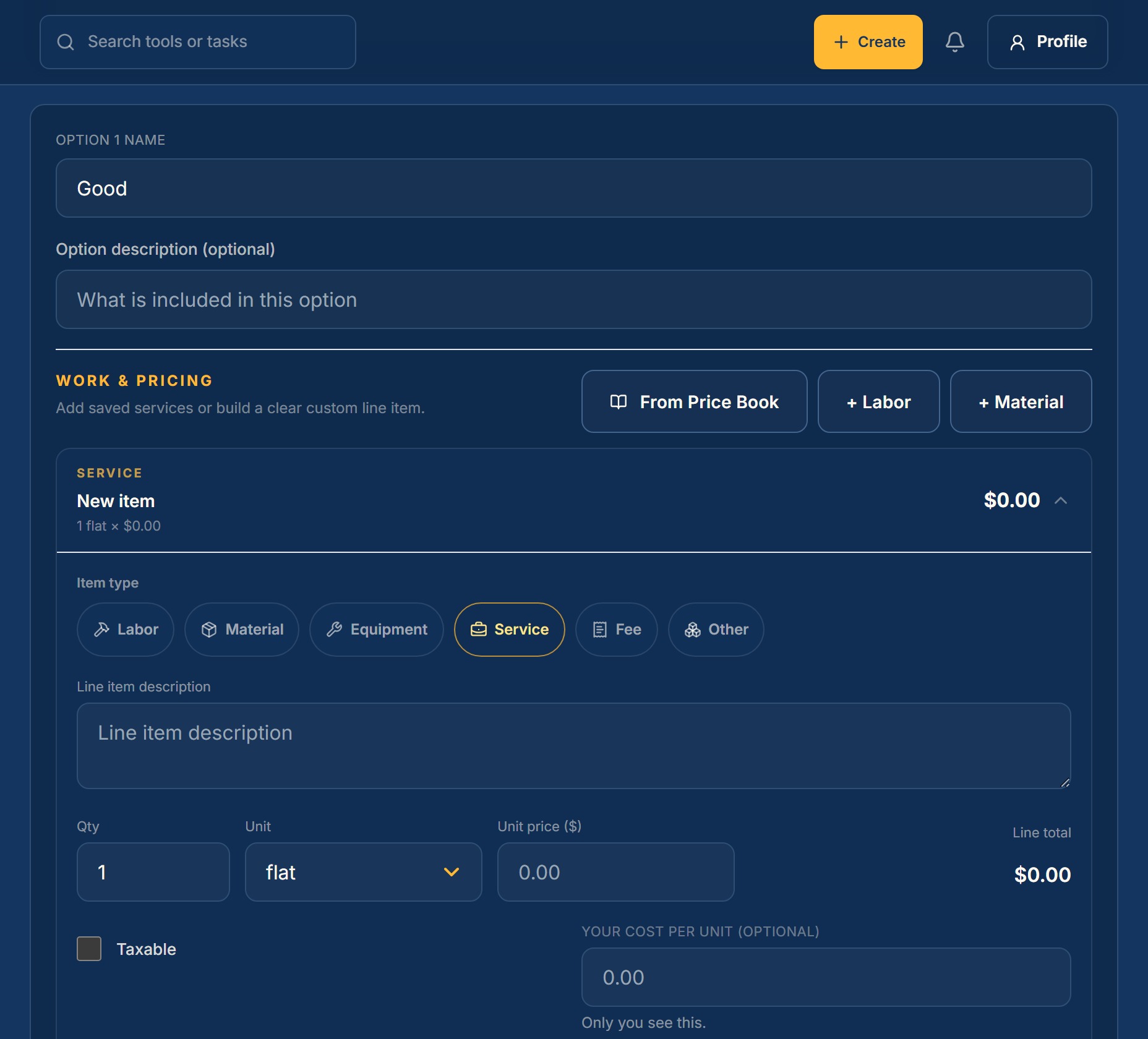 Estimates · Rent a Trade CRM